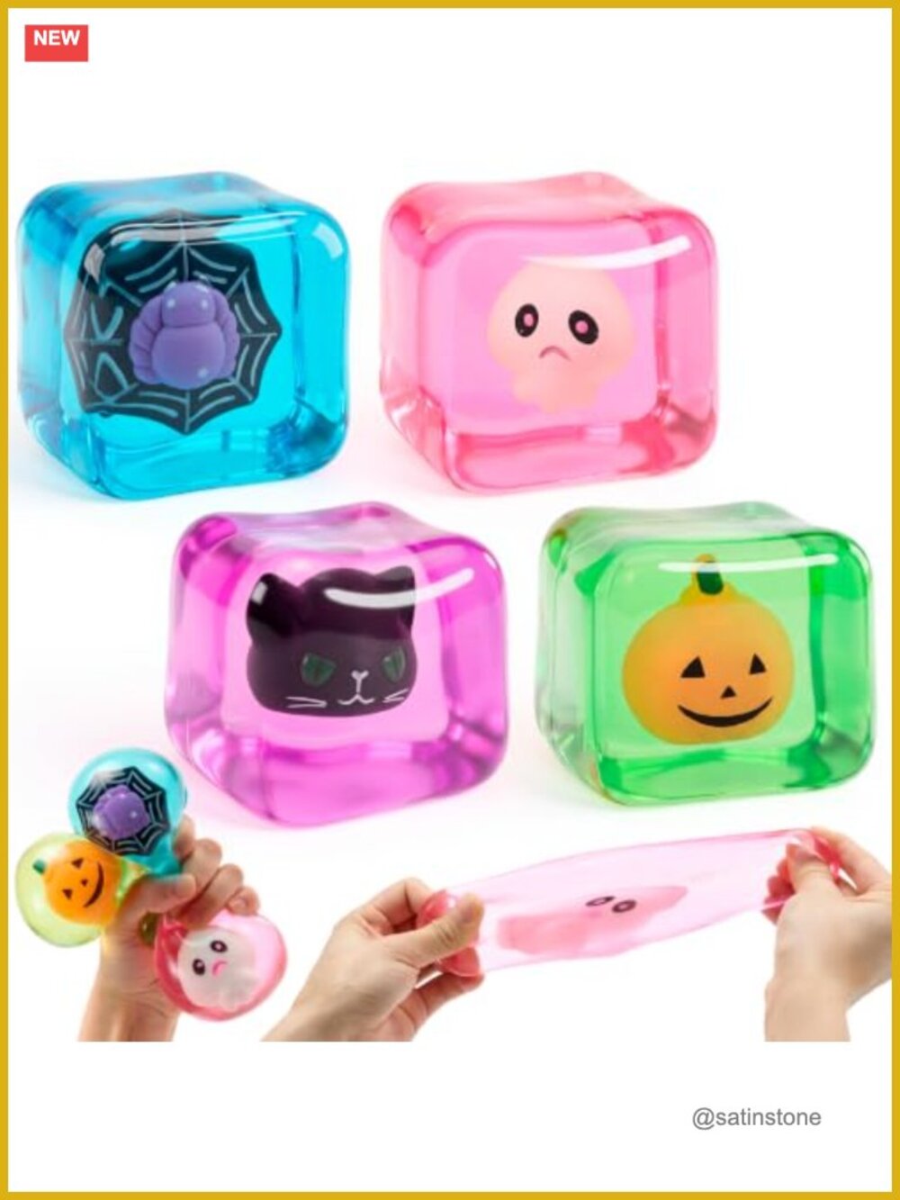 Halloween Stress Cube Squishy Toys 4 Pack TPR Sensory Fidget for Kids